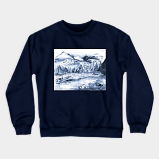 Watercolor Landscape of the Alps Mountains Crewneck Sweatshirt